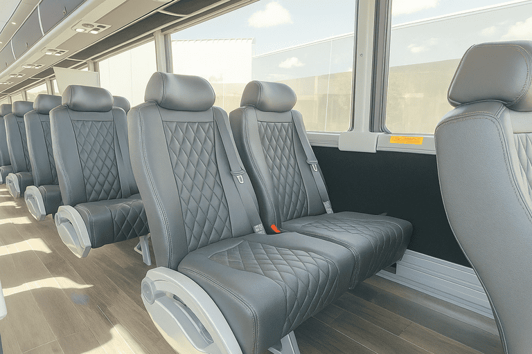 interior of Charleston Shuttle Bus Rentals charter bus